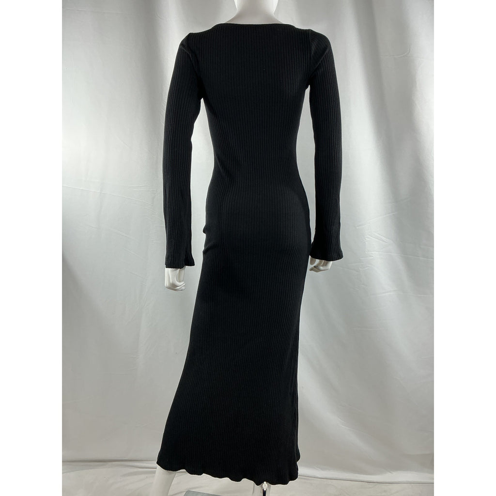 Reformation 'Wrenley' Black Cotton Knit Dress Size S