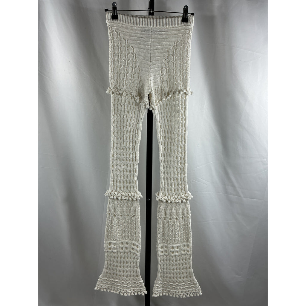 Retrofete 'Kyla' White Cotton Knit Crochet Pant Size XS
