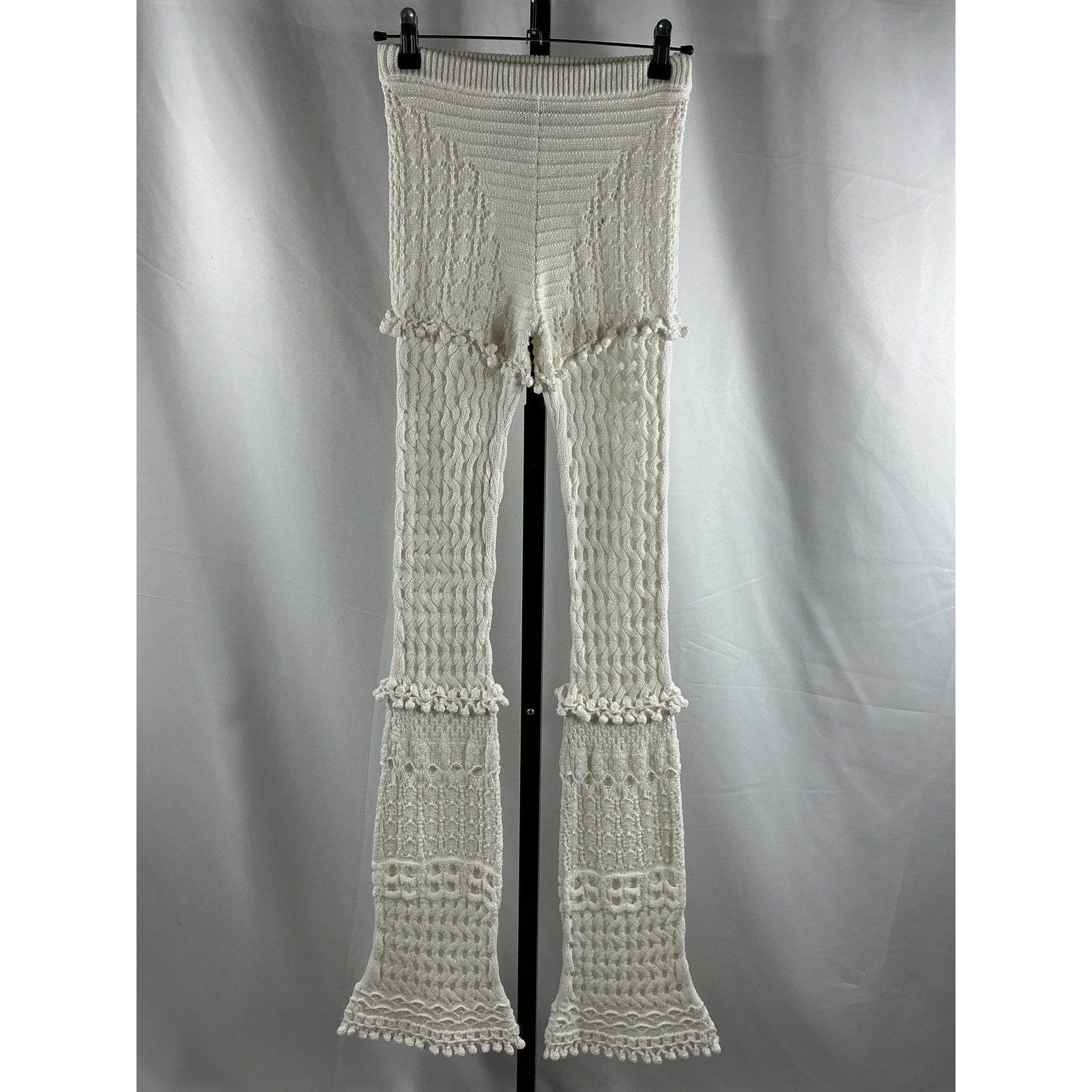 Retrofete 'Kyla' White Cotton Knit Crochet Pant Size XS