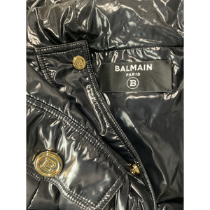 Balmain Glossy Hooded Puffer Jacket Size 42 FR / 10 US