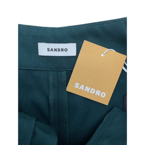 Sandro Flared Bottle Green Ruffle Hem Shorts Size FR 36 / US 4 NWT