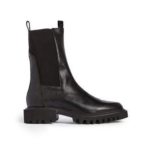 Allsaints Sleek Black Hallie Stretch Mid Calf Boots Size 8