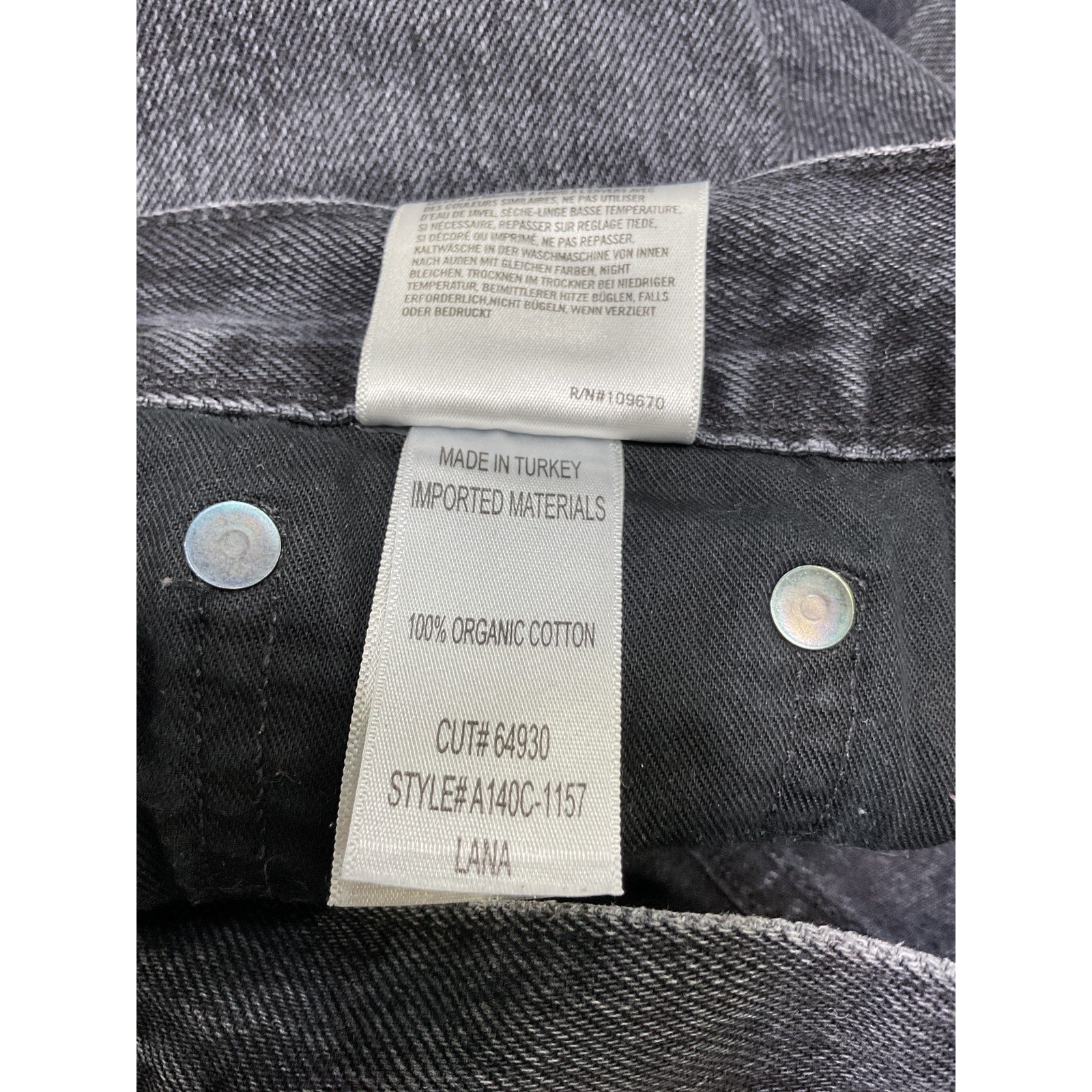 Agolde 'Lana' Black Cotton Mid Rise Straight Jean Size 25