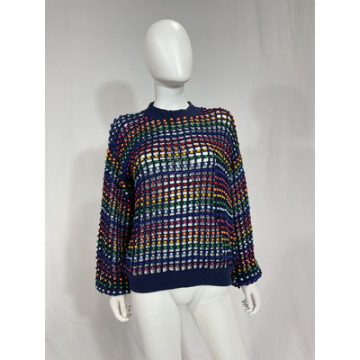 Anthropologie 'Farm Rio Topanga' Beaded Blue  Sweater Size XS