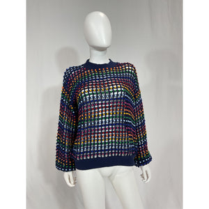 Anthropologie 'Farm Rio Topanga' Beaded Blue  Sweater Size XS