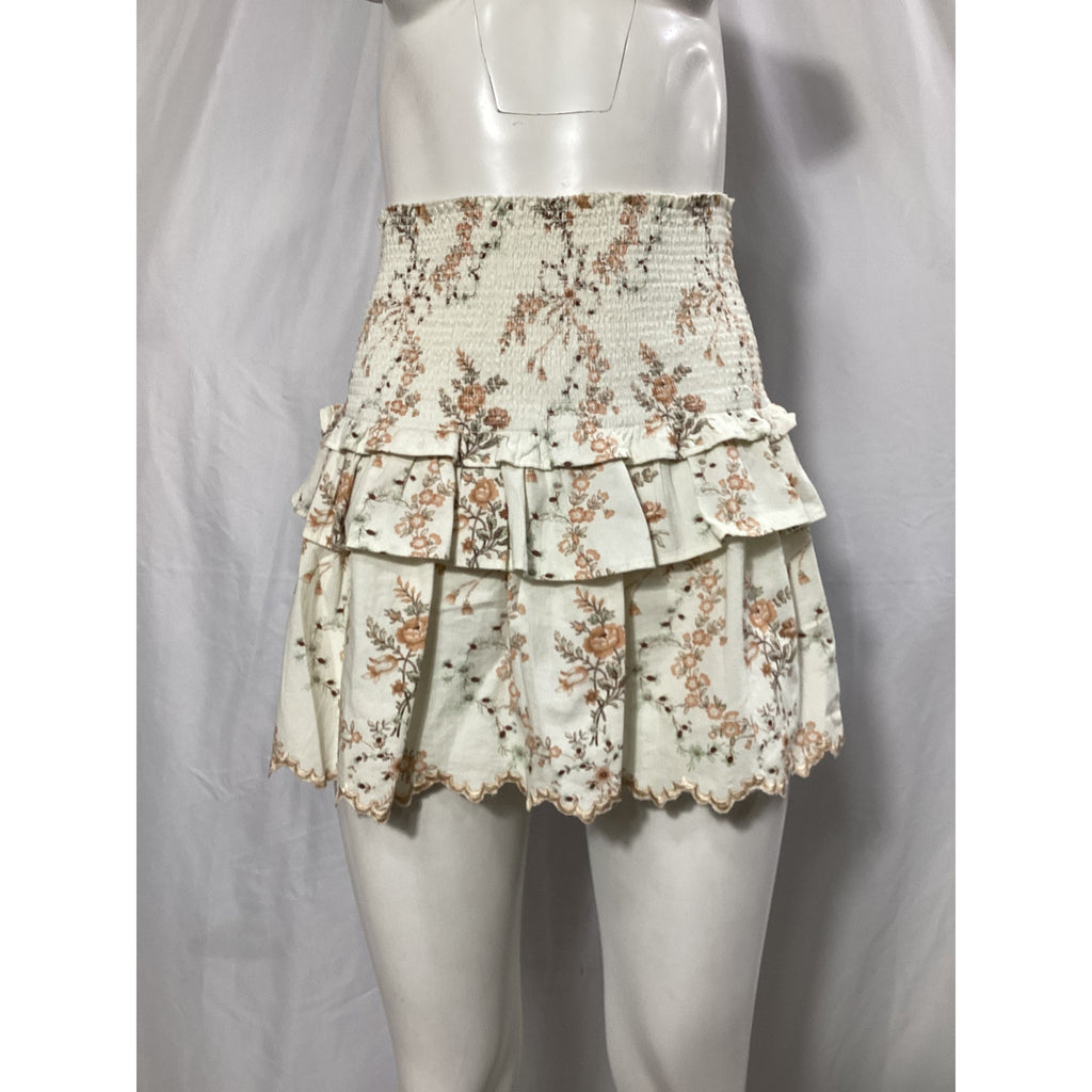 Loveshackfancy 'Sowa' White Cotton Blend Skirt Size S