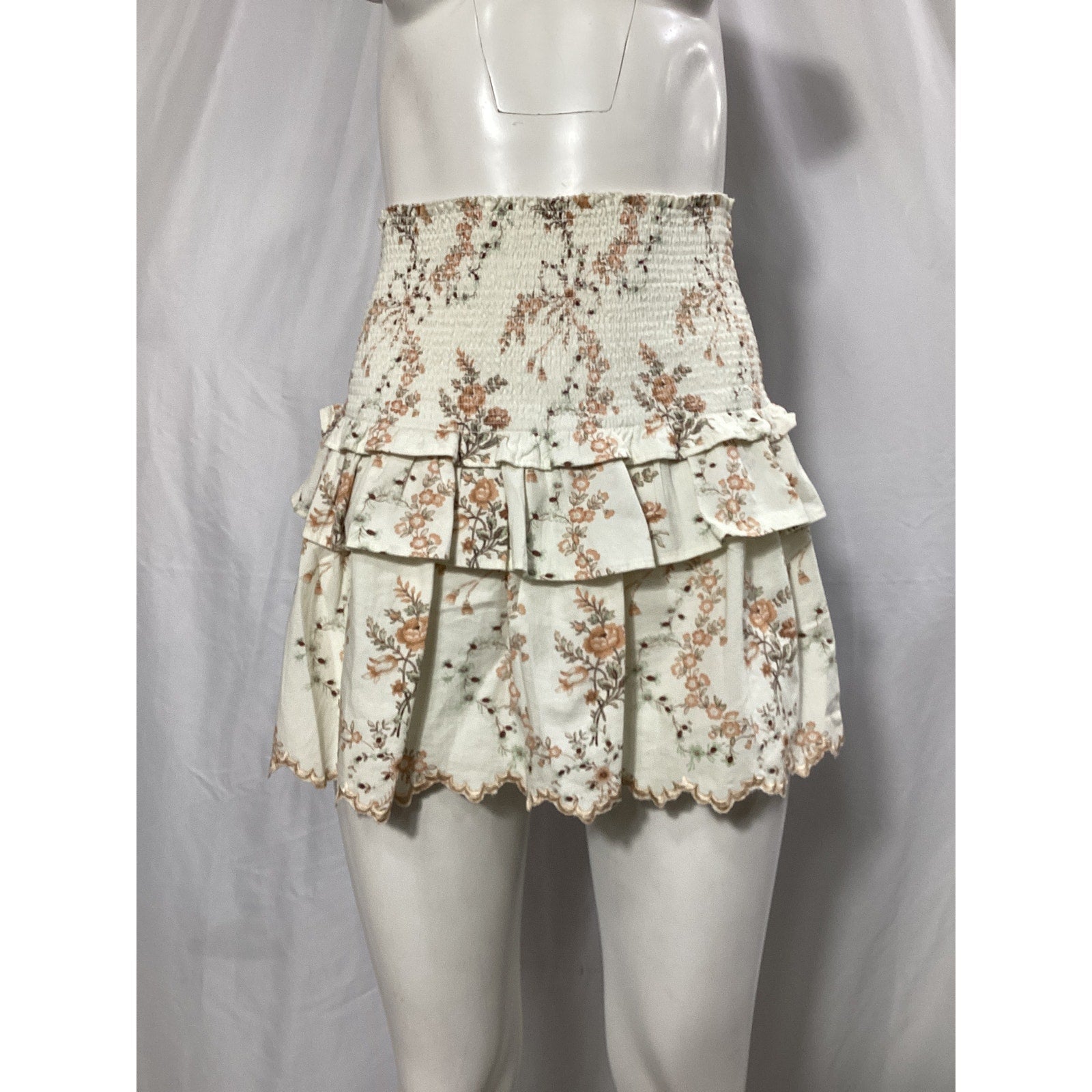 Loveshackfancy 'Sowa' White Cotton Blend Skirt Size S