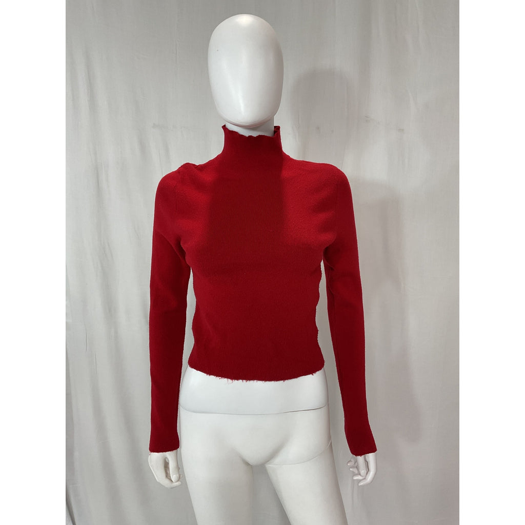 Alice + Olivia 'Ciara' Red Turtleneck Cropped Sweater Size M