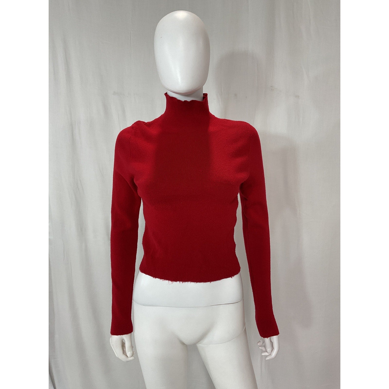 Alice + Olivia 'Ciara' Red Turtleneck Cropped Sweater Size M