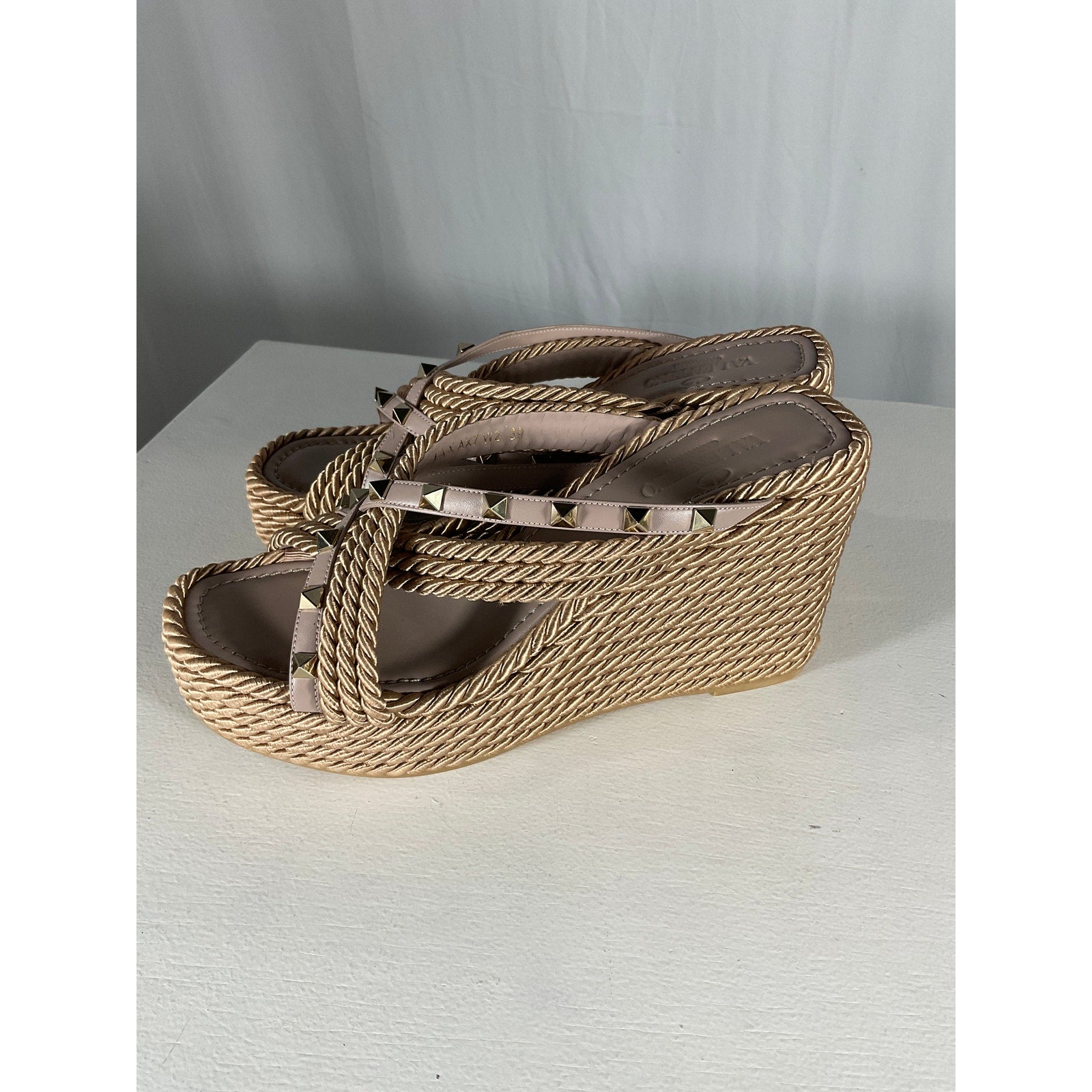 Valentino 'Rockstud' Purple Torchon Espadrille Wedge Sandal Size 9 US / 39 EU