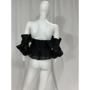House Of Harlow 1960 x Revolve 'Burna' Black Georgette Blouse Size S