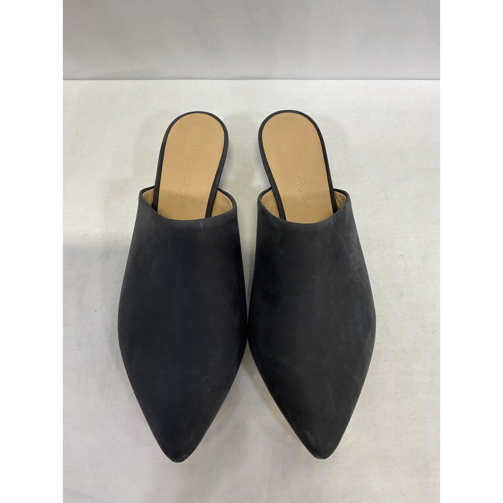 Jenni Kayne 'Oiled' Black Leather Leather Kitten Heel Mule Size 7