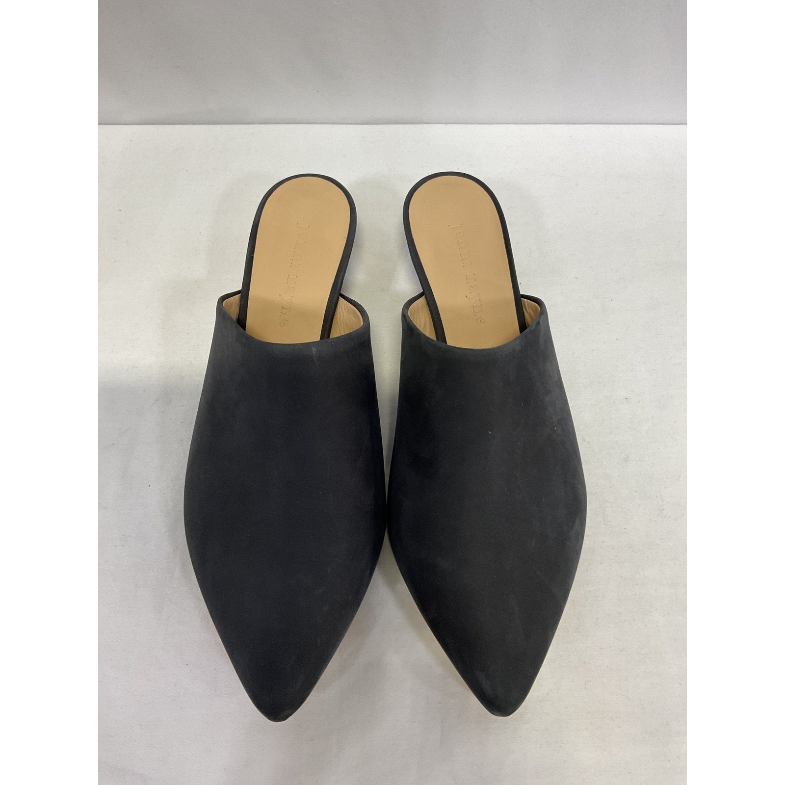 Jenni Kayne 'Oiled' Black Leather Leather Kitten Heel Mule Size 7