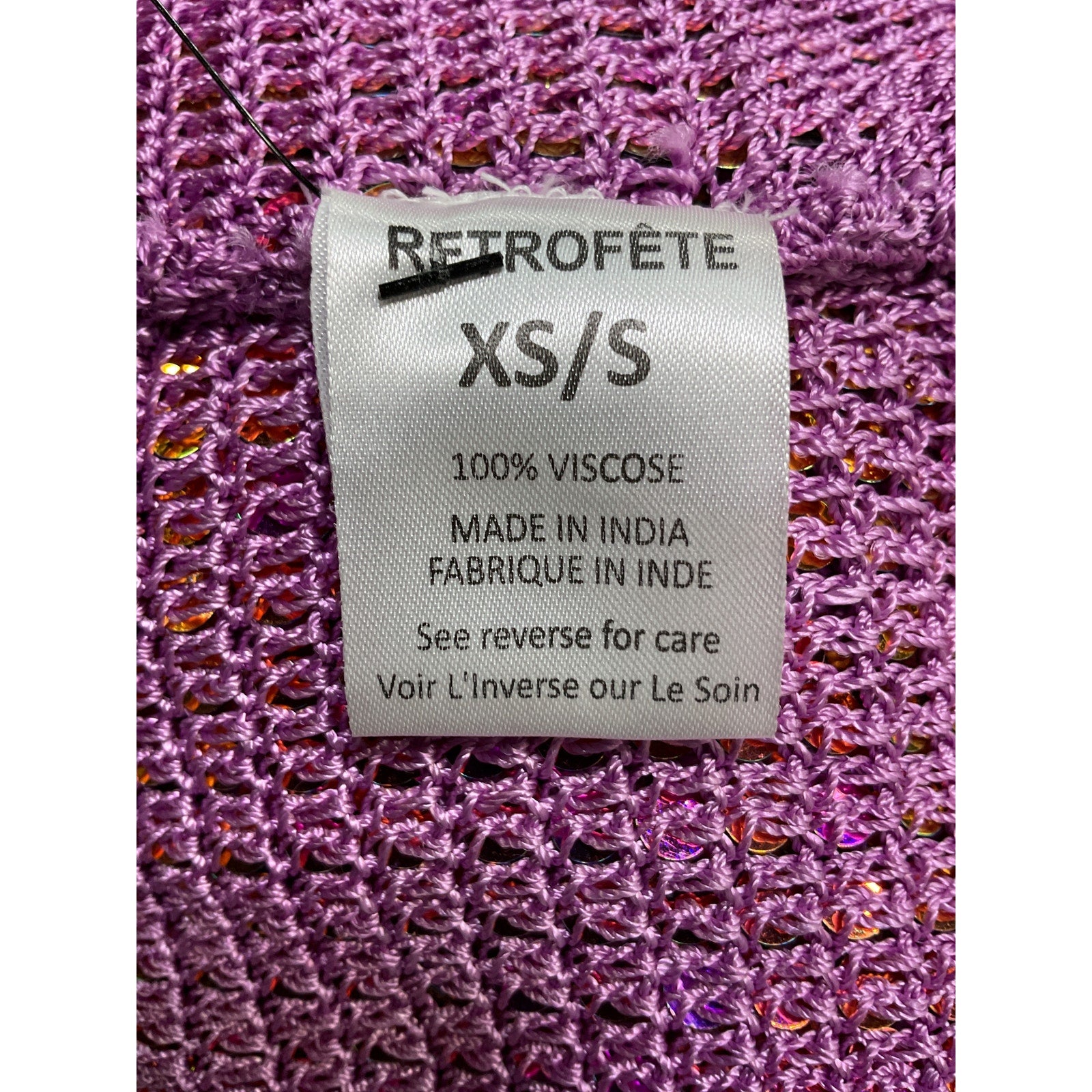 Retrofete 'Miriam' Purple Viscose Top Size XS / S