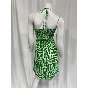 Faithfull The Brand 'Surrau' Green Halterneck Crepe Mini Dress Size S