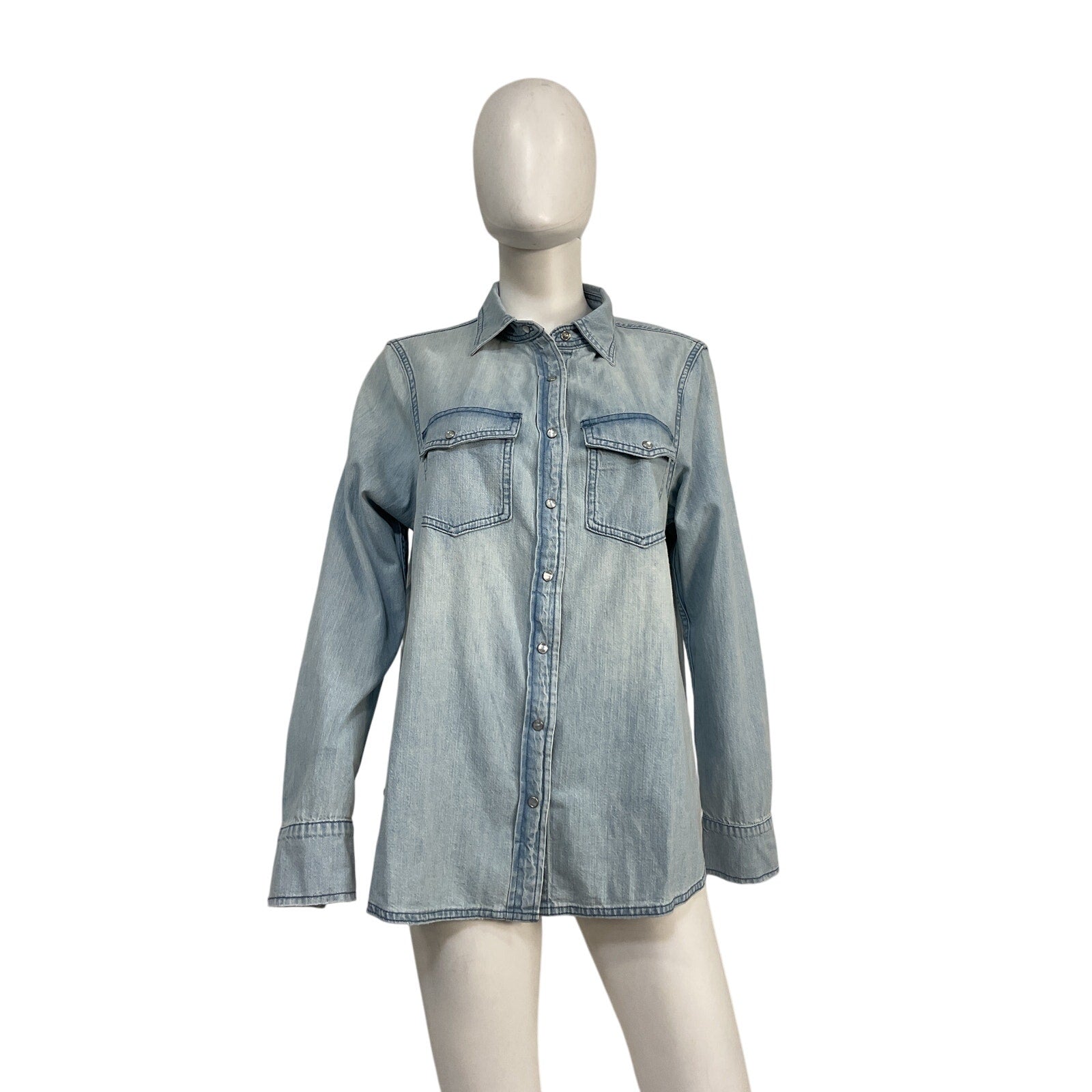 Hatch The Denim 'Maternity' Blue Cotton Shirt Size XL
