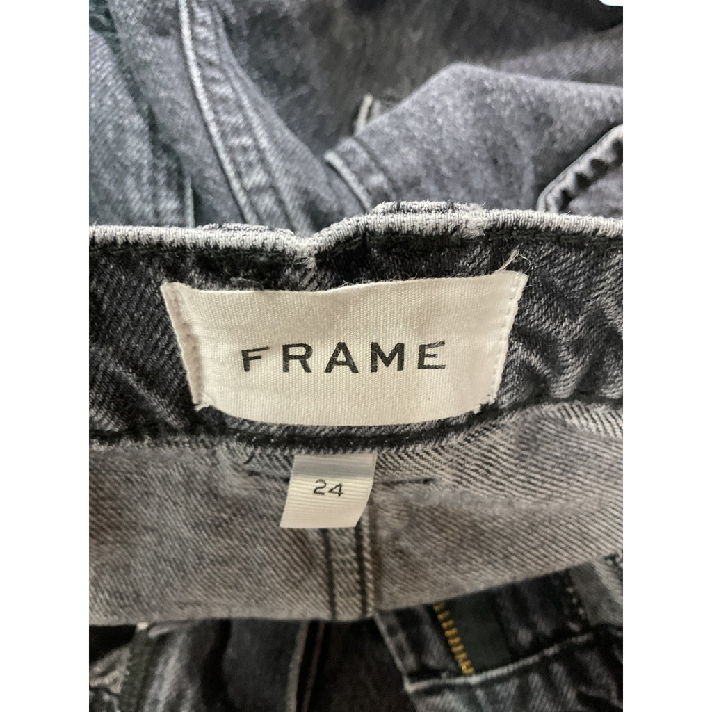 Frame 'Utility' Black High Rise Straight Denim Jeans Size 24