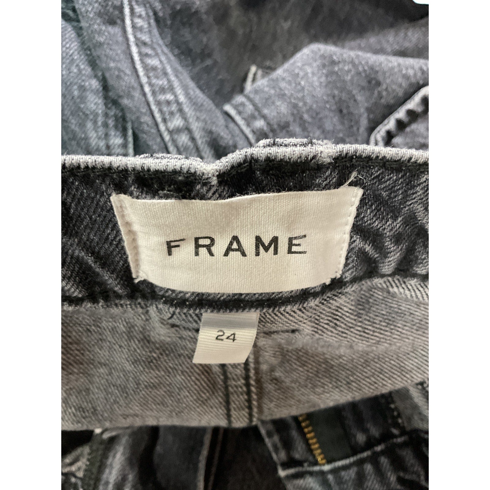Frame 'Utility' Black High Rise Straight Denim Jeans Size 24