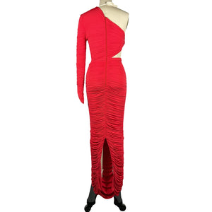 Alex Perry Sleek Tangerine Channing Ruched One Shoulder Knot Column Dress Size 8 UK / US 4