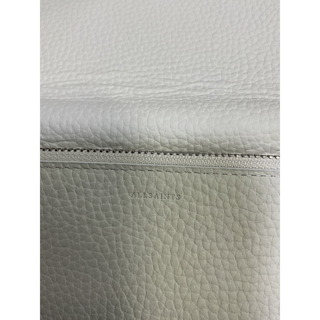 Allsaints 'Fetch' White Pebbled Leather Chain Crossbody Wallet