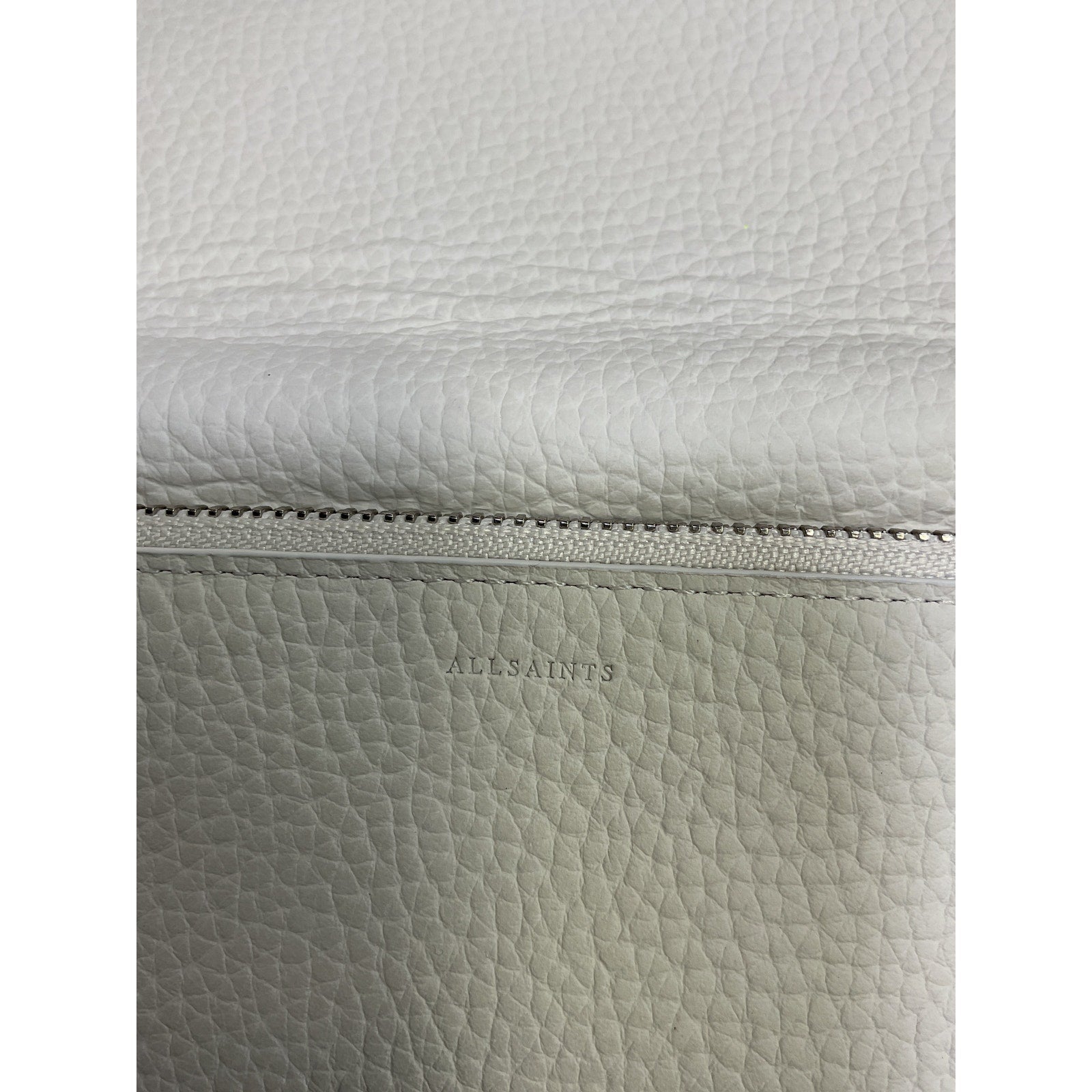 Allsaints 'Fetch' White Pebbled Leather Chain Crossbody Wallet
