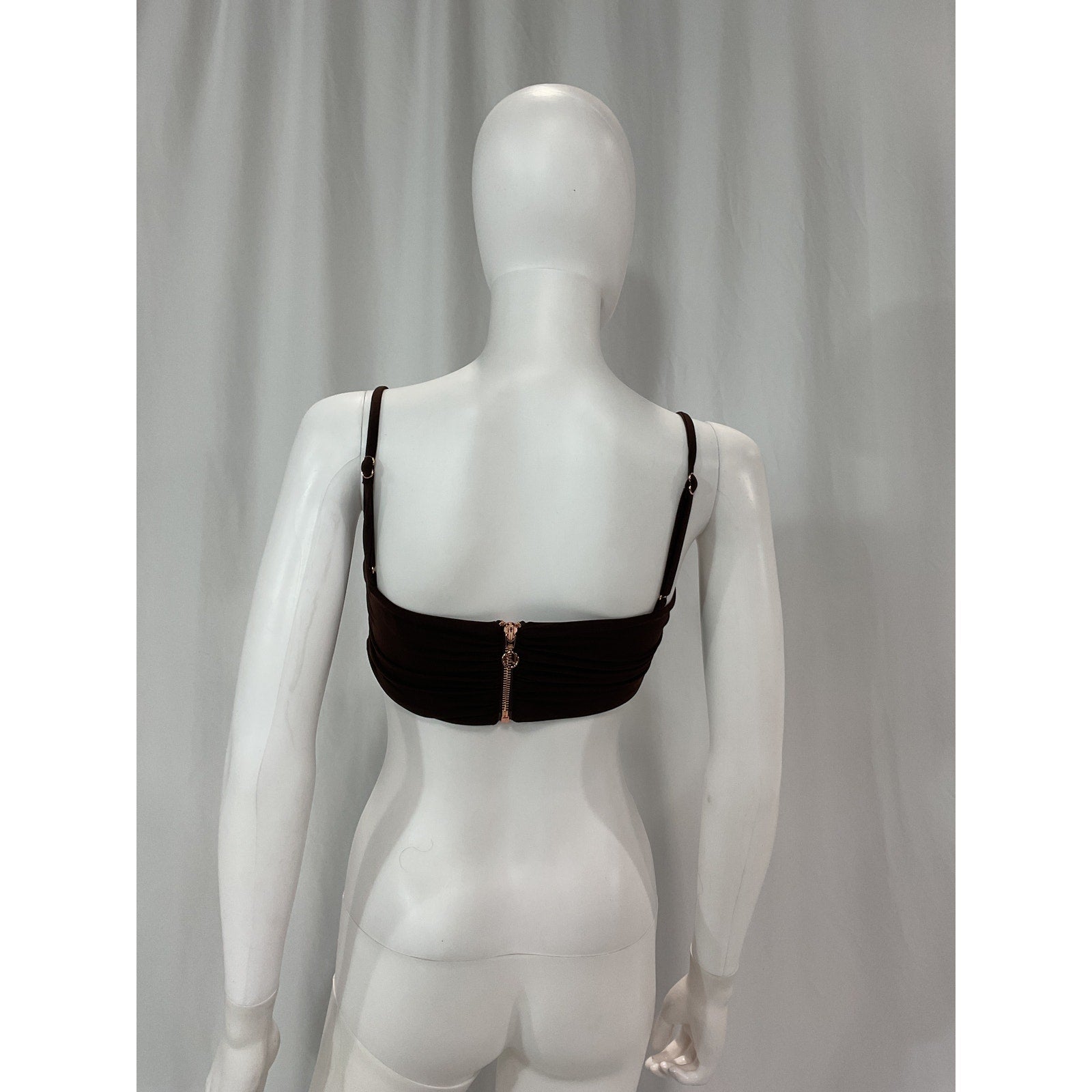 Nookie 'Aria' Brown Crepe Crop Top Size XS