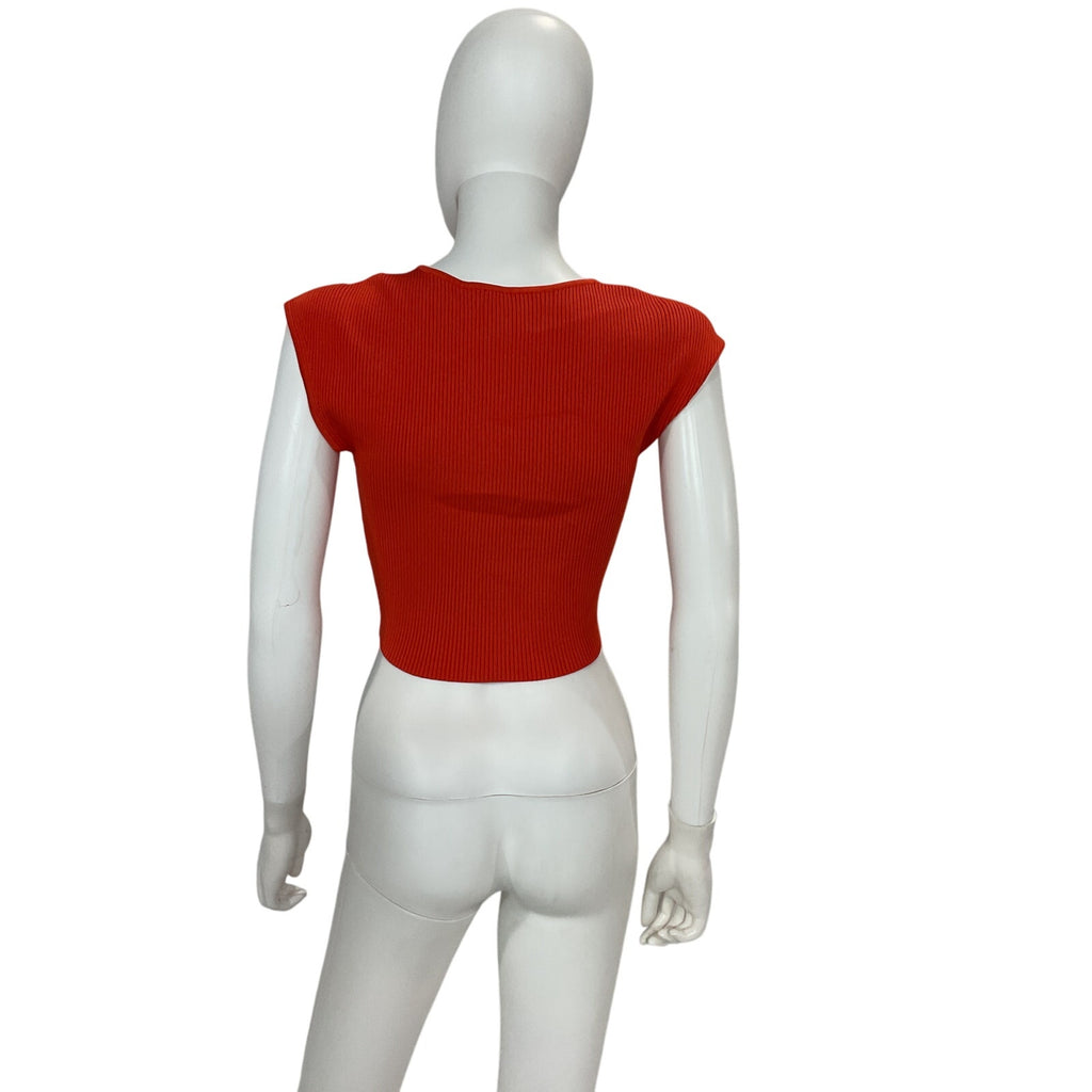 Simkhai 'Abia' Red Rayon Compact Cropped Tee Size S