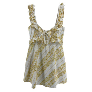 For Love And Lemons Ruffled Yellow Lucie Swing Mini Dress Size XXS