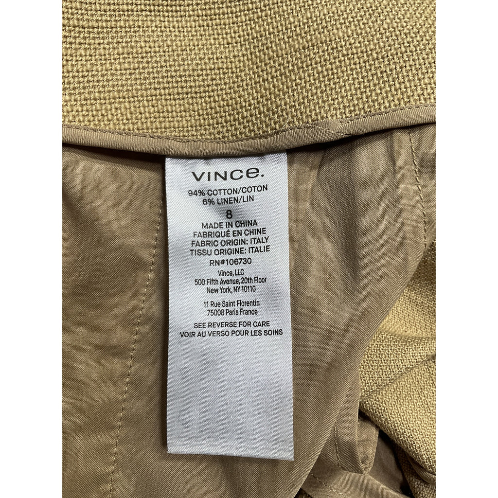 Vince 'Sculptural' Beige Cotton Panama Short Size 8