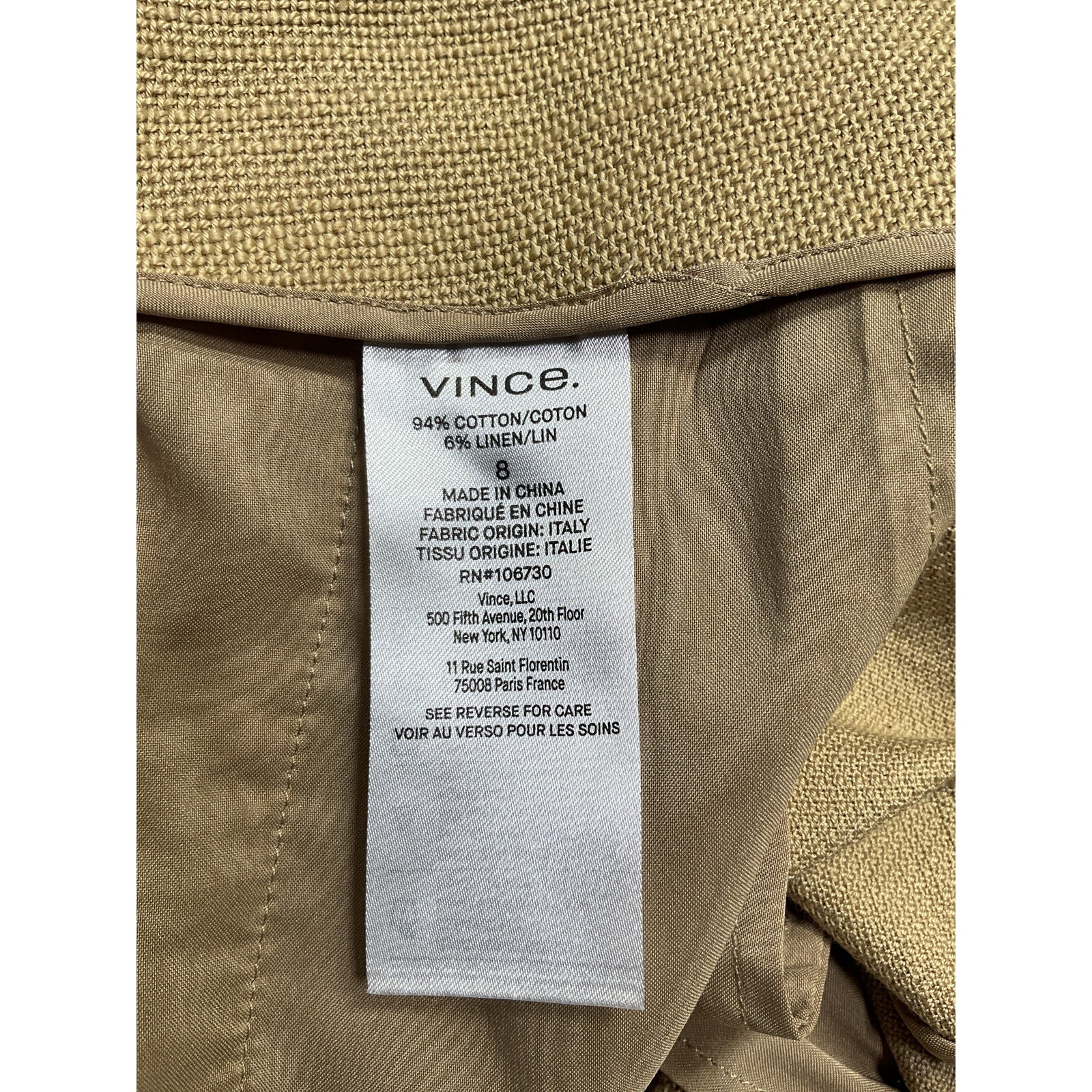 Vince 'Sculptural' Beige Cotton Panama Short Size 8