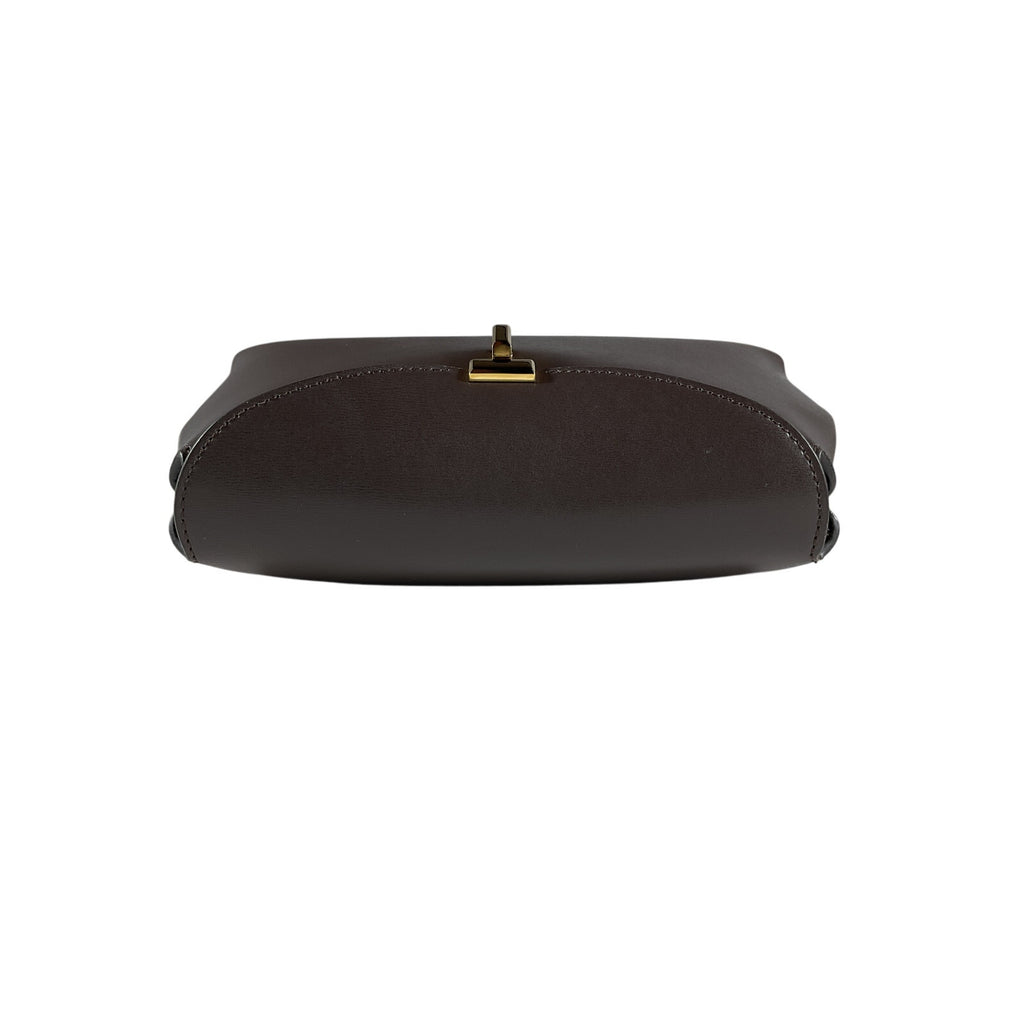 Toteme 'T-Lock' Brown Leather Textured-Leather Clutch OS
