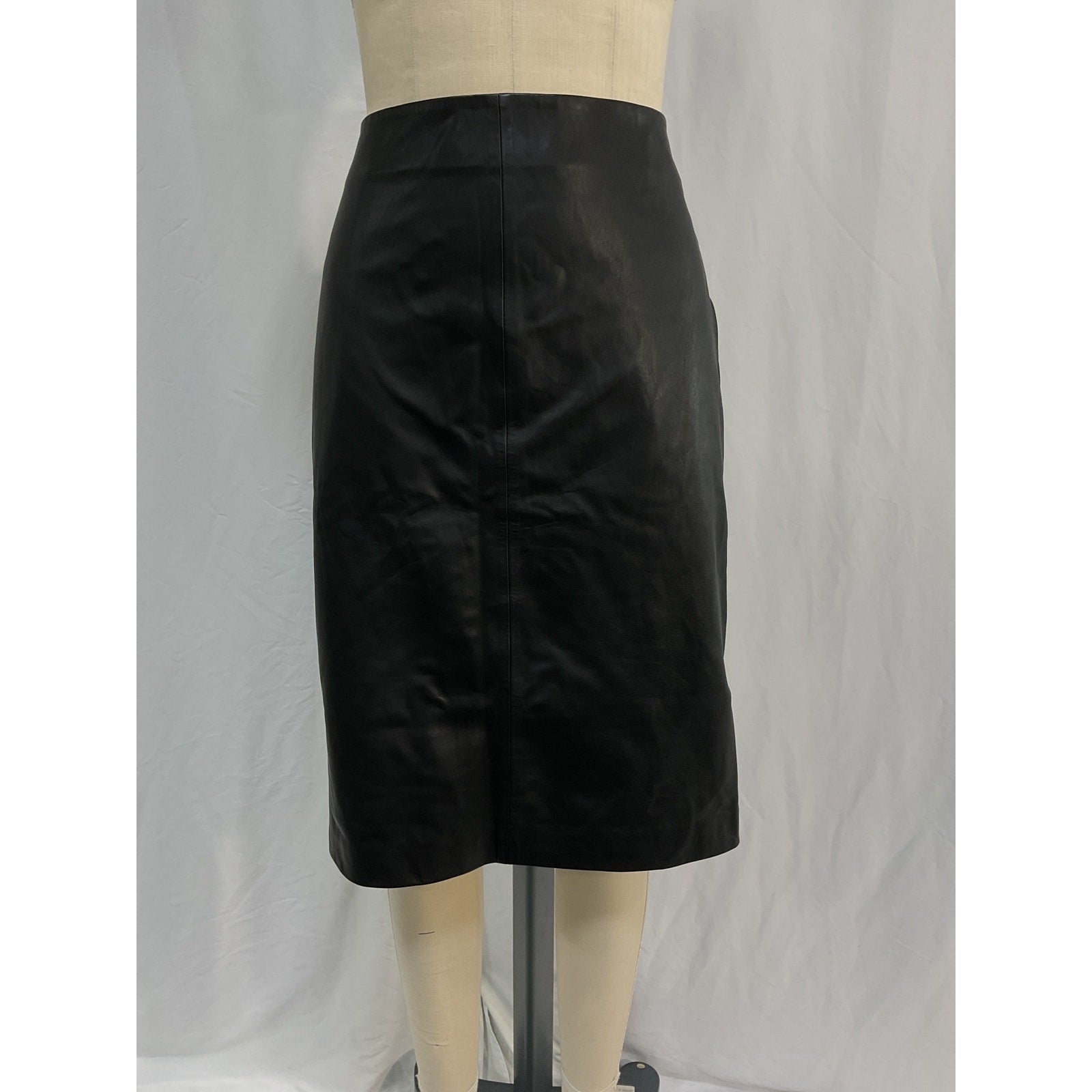 Allsaints 'Lucille' Black Leather Zip Up Midi Pencil Skirt Size 8 - NWT