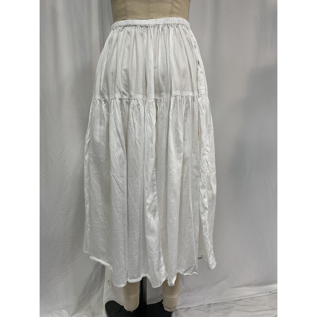 Enza Costa 'Tiered' White Cotton Maxi Skirt Size 0 / XS