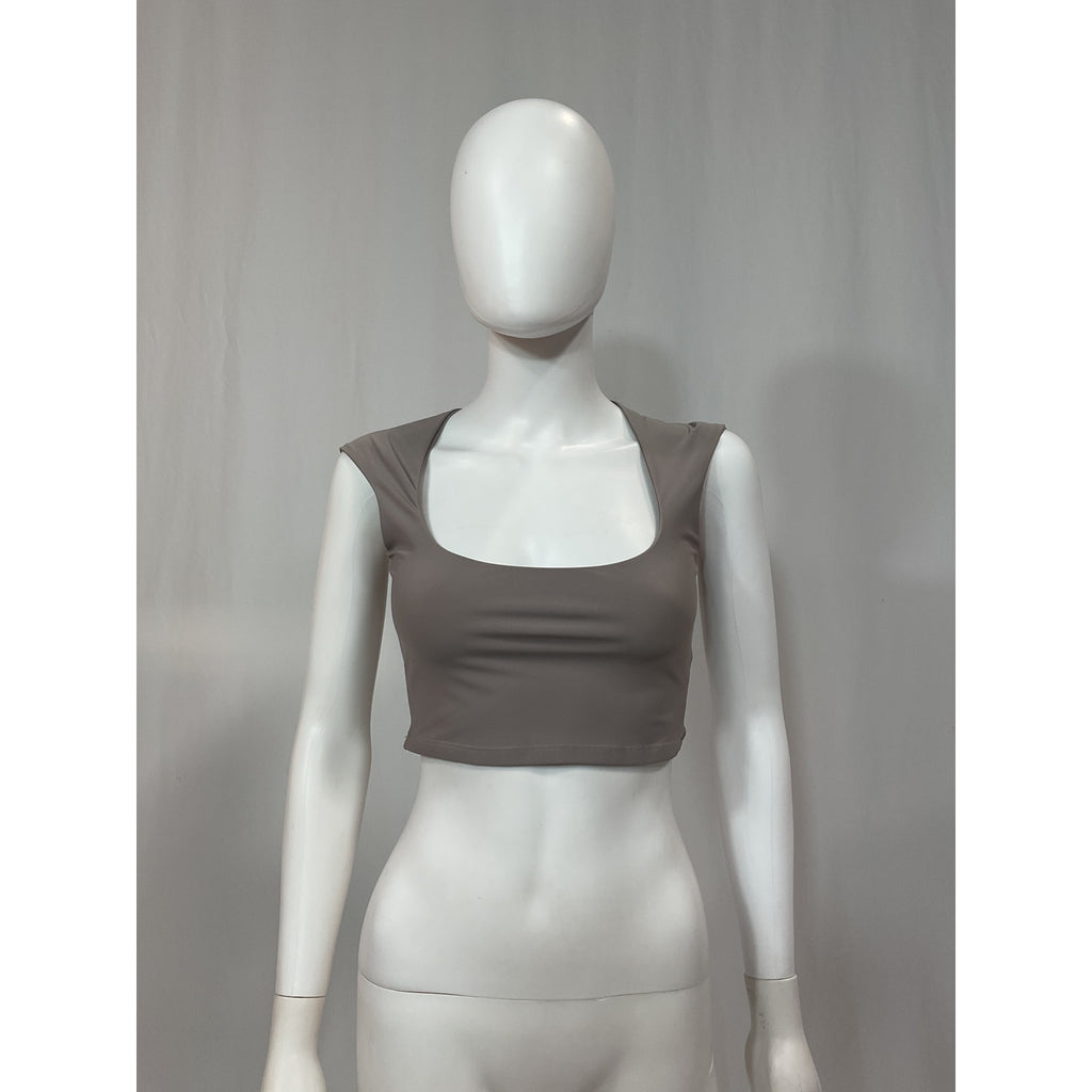 Alix Nyc 'Nadine' Grey Square Neck Crop Top Size S