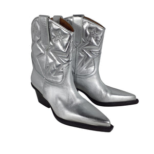 Paris Texas Metallic Silver Star Cowboy Boots Size 6 US / 36 EU
