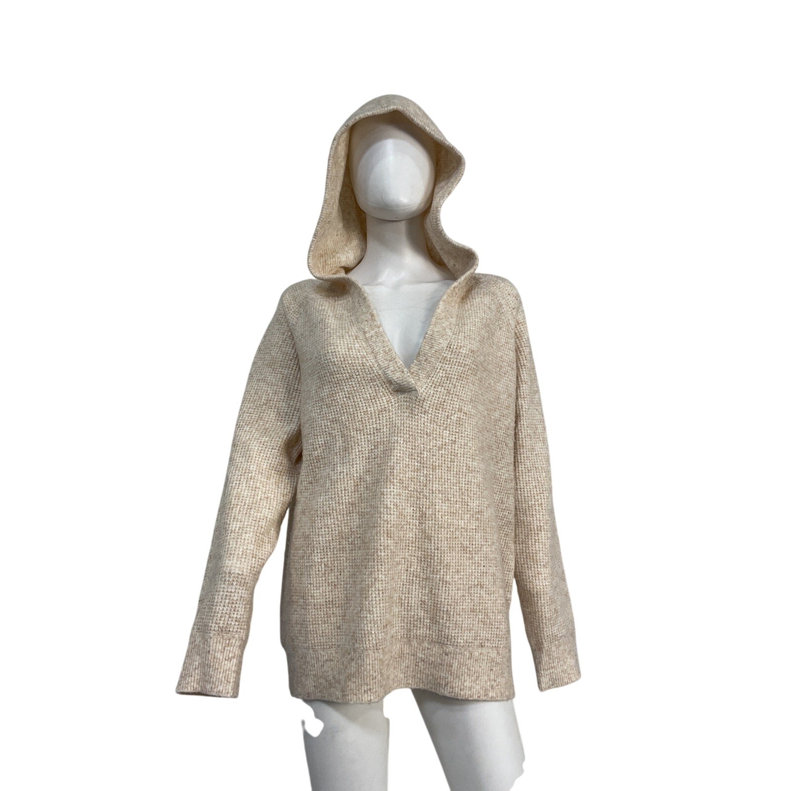 Hatch 'The Cozy' Beige Acrylic Waffle Hoodie Size 2