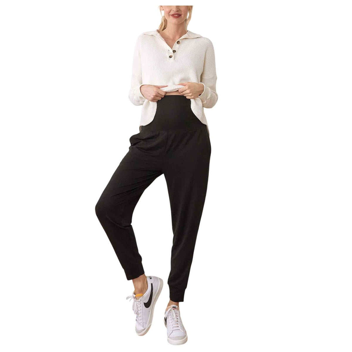 Hatch Relaxed Black Over Under Easy Pants Size S