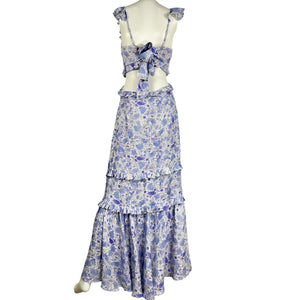 Astr The Label Ruffled Multicolor Cassis Maxi Dress Size S