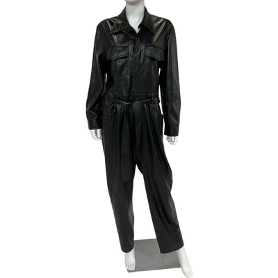Nanushka Faux Leather Black Ashton Jumpsuit Size M