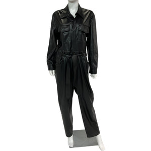 Nanushka Faux Leather Black Ashton Jumpsuit Size M