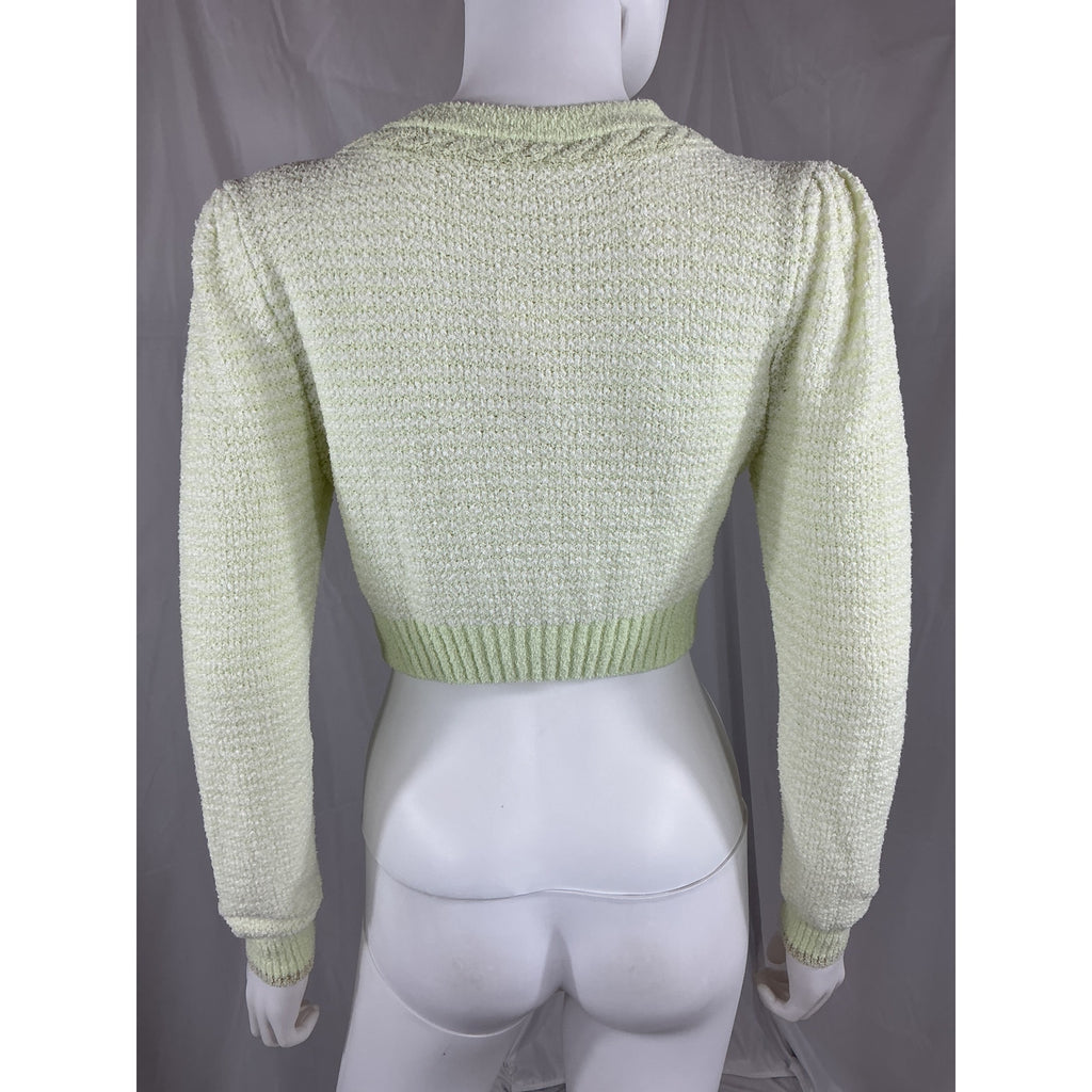 Loveshackfancy 'Twain' Green Cotton Crop Cardigan Size XS - NWT