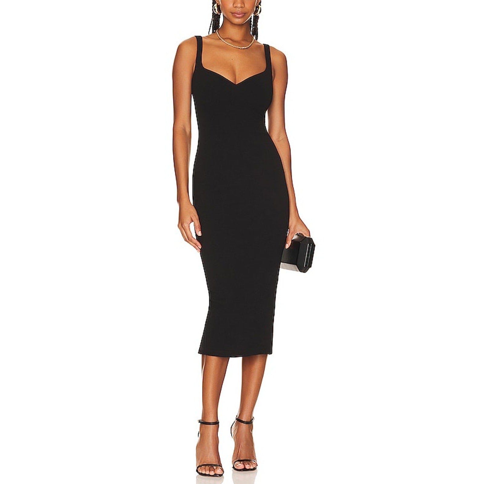 Nookie 'Romance' Black Crepe Midi Dress Size M