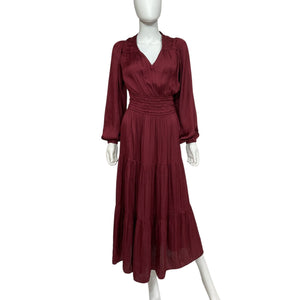 Minkpink Smocked Wine Elvina Midi Dress Size XS