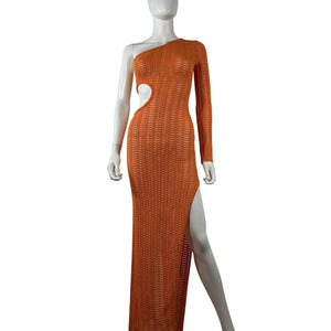 Michael Costello Sleek Orange Seana Maxi Knit Dress Size XXS