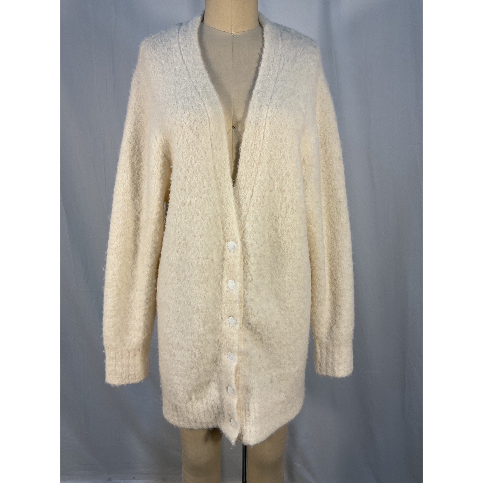 Shoreditch Ski 'Club' White Roxy Long Cardigan Size S
