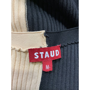 Staud 'Shoko' Black V Neck Long Sleeve Sweater Midi Dress Size M