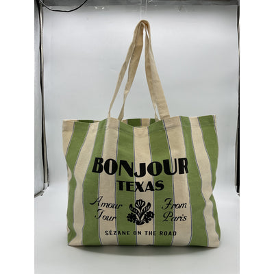 Sézane Bonjour Green Tote Bag
