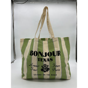 Sézane Bonjour Green Tote Bag