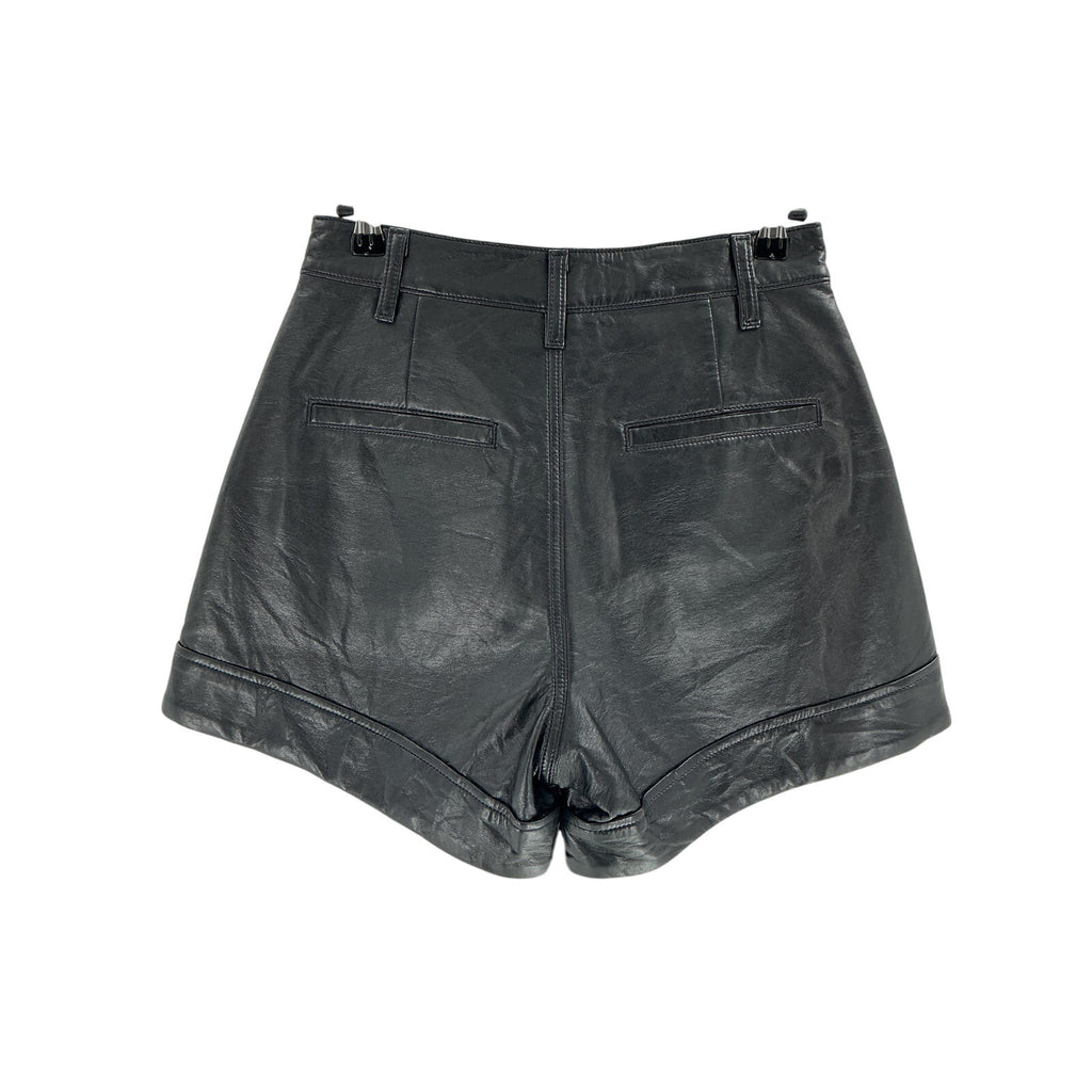 Agolde 'Angled' Black Leather Hem Short Size 26