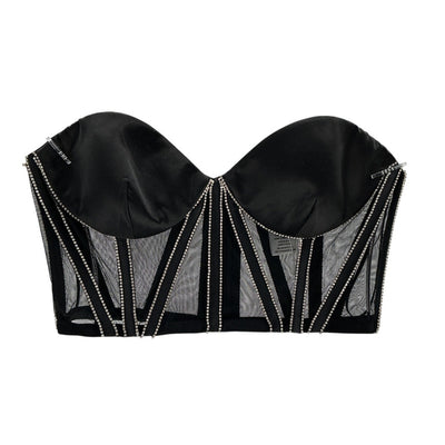 Retrofête Embellished Black Lex Bustier Top Size M